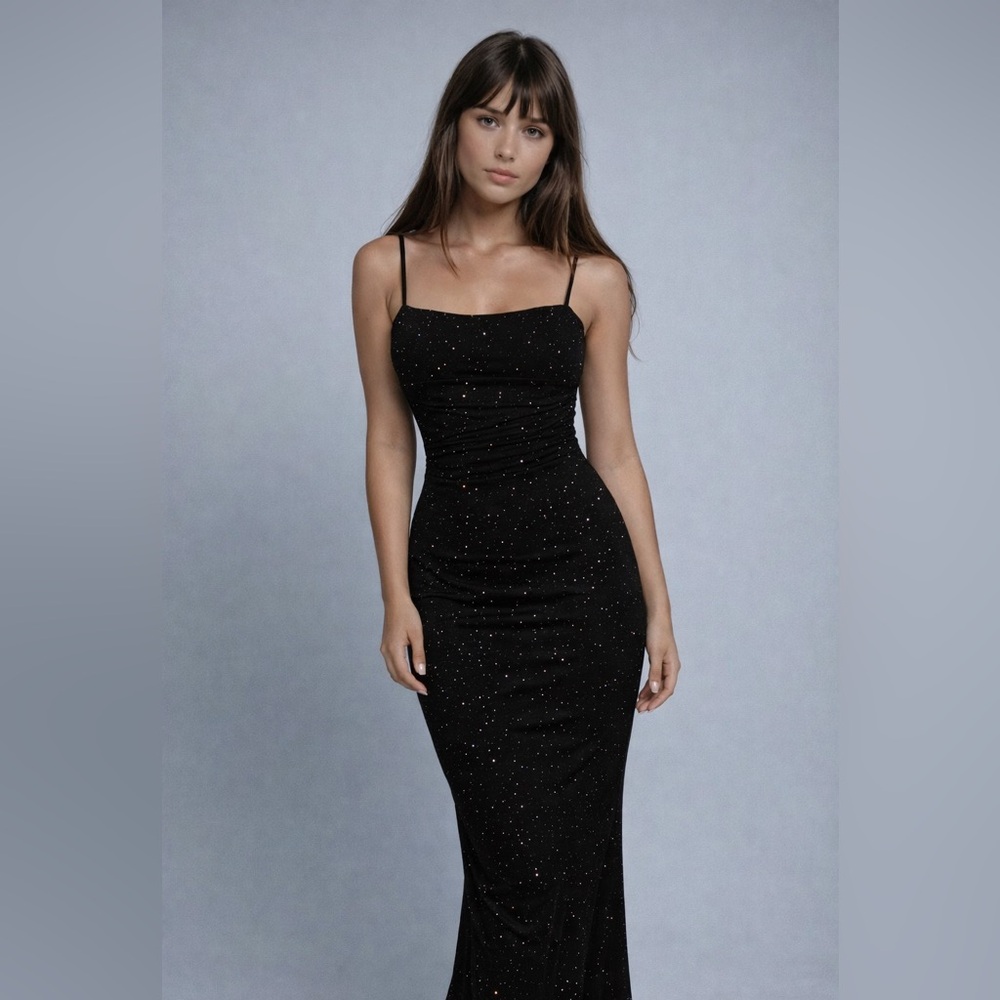 Elegant Sparkling Black Evening Dress